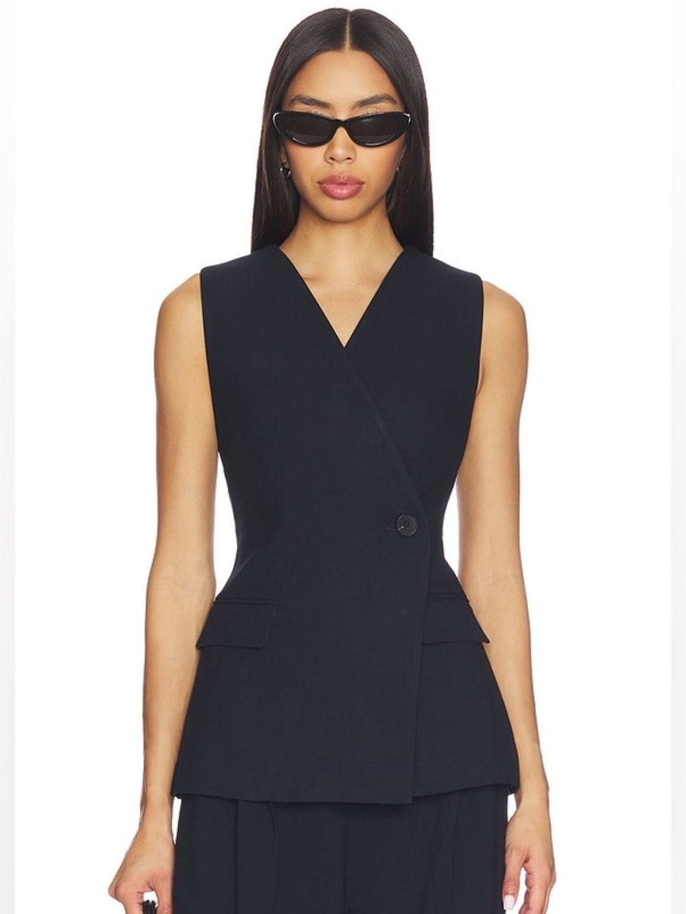 Lovers + Friends Black Sleeveless Double-Breasted Vest